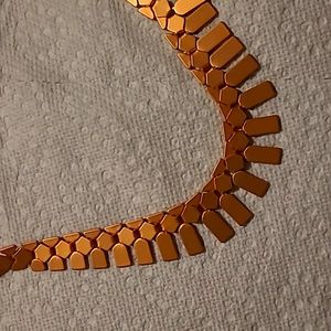 Gold metal and offwhite leather  necklace